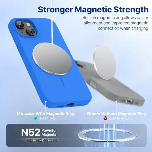 iPhone 13 için Tasarlanmış Miracase Kılıfı, Temperli Cam Ekran Koruyucu ile, [Yumuşak Çizilmez Mikrofiber Astar], 13 6.1 inç için Darbeye Dayanıklı Sıvı Silikon Kauçuk Telefon Kılıfı, Akdeniz Mavisi - 4