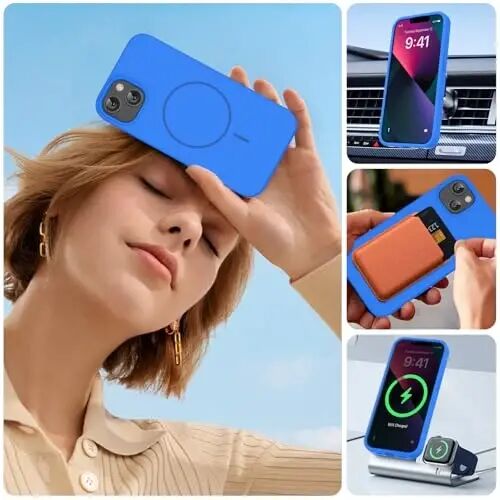 iPhone 13 için Tasarlanmış Miracase Kılıfı, Temperli Cam Ekran Koruyucu ile, [Yumuşak Çizilmez Mikrofiber Astar], 13 6.1 inç için Darbeye Dayanıklı Sıvı Silikon Kauçuk Telefon Kılıfı, Akdeniz Mavisi - 5