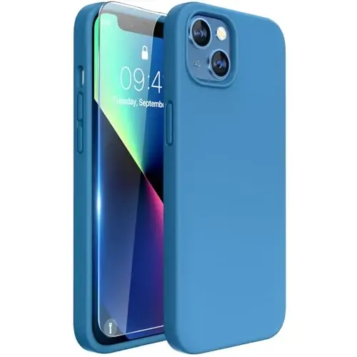 miracase Designed for iPhone 13 Case, [Soft Anti-Scratch Microfiber Lining], Shockproof Liquid Silicone Rubber Phone Case Cover for 13 6.1 inch, Capri Blue 