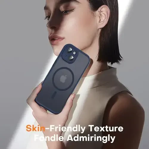 TOCOL Magnetic for iPhone 13 Case, Upgraded Full Camera Protection, Compatible with Magsafe, Drop Protection, Translucent Matte Back Bumper Phone Cover 6.1-Inch (Dark Blue) - 6