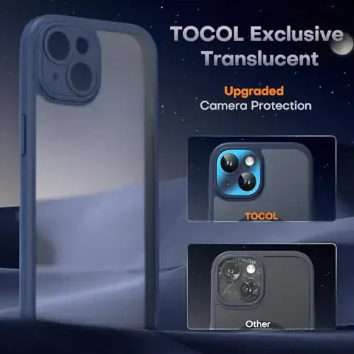 TOCOL Magnetic for iPhone 13 Case, Upgraded Full Camera Protection, Compatible with Magsafe, Drop Protection, Translucent Matte Back Bumper Phone Cover 6.1-Inch (Dark Blue) - 5