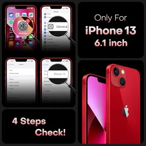 iPhone 13 için TOCOL Manyetik Kılıf, Geliştirilmiş Tam Kamera Koruması, Magsafe ile Uyumlu, 15FT Düşme Koruması, Yarı Saydam Mat Arka Tampon Telefon Kapağı 6.1-İnç (Kırmızı) 