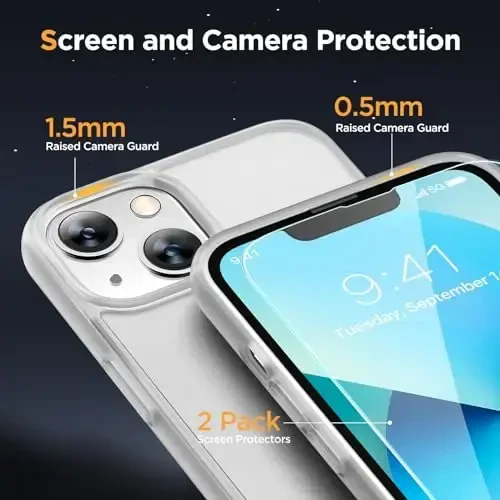 Miracase Magnetic for iPhone 13 Case 6.1 inch (Compatible with MagSafe)（with 2X Screen Protectors） Military-Grade Protection, Anti-Fingerprint Translucent Matte Phone Case Cover, Frost Clear - 5