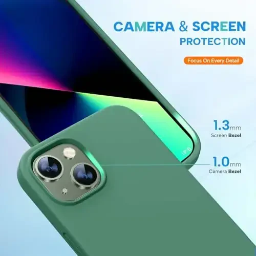 Miracase Designed for iPhone 13 Case, with Tempered Glass Screen Protector, [Soft Anti-Scratch Microfiber Lining], Shockproof Liquid Silicone Rubber Phone Case Cover for 13 6.1 inch, Acacia Green - 5