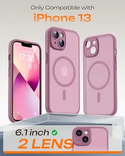 iPhone 13 Kılıfı için TOCOL, Magsafe Şarj Cihazı ile Uyumlu, Tam Kamera Koruması, Düşme Koruması, iPhone 13 6.1 inç için Yarı Saydam Mat Telefon Kılıfı (Lila Mor) - TOCOL (1)