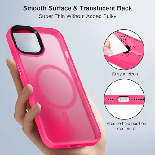 BossKiss Compatible with iPhone 13 Case, [Compatible with Magsafe] [Screen+Camera Protector] Magnetic Translucent Matte Women Men Girl Protective Cover for iPhone 13 6.1