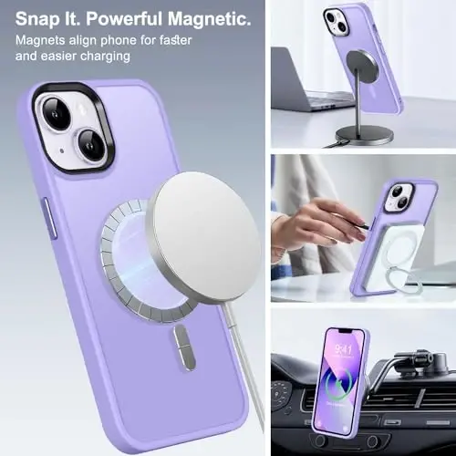 BossKiss Compatible with iPhone 13 Case, [Compatible with Magsafe] [Screen+Camera Protector] Magnetic Translucent Matte Women Men Girl Protective Cover for iPhone 13 6.1