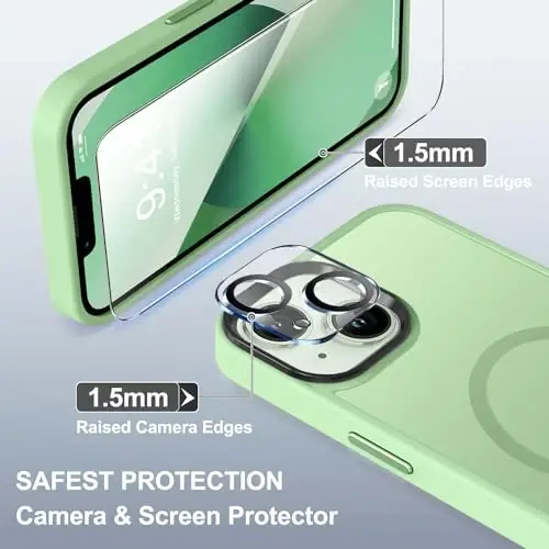BossKiss Compatible with iPhone 13 Case, [Compatible with Magsafe] [Screen+Camera Protector] Magnetic Translucent Matte Women Men Girl Protective Cover for iPhone 13 6.1