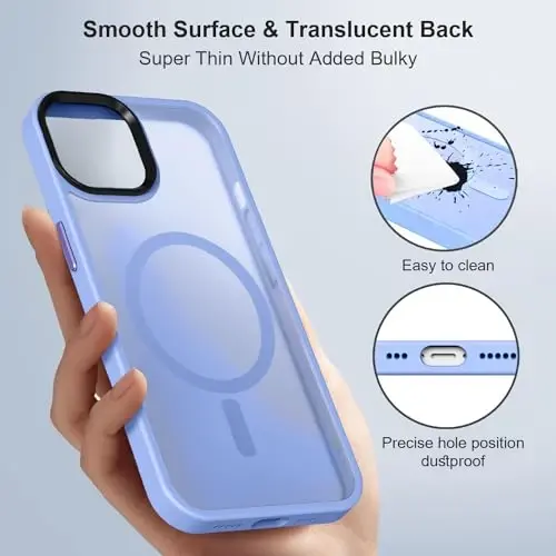 BossKiss Compatible with iPhone 13 Case, [Compatible with Magsafe] [Screen+Camera Protector] Magnetic Translucent Matte Women Men Girl Protective Cover for iPhone 13 6.1