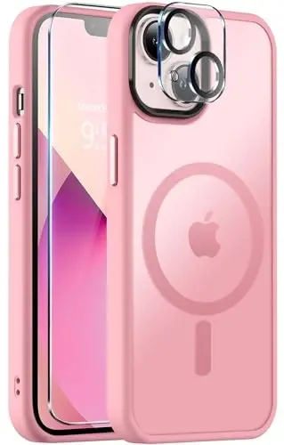 BossKiss Compatible with iPhone 13 Case, [Compatible with Magsafe] [Screen+Camera Protector] Magnetic Translucent Matte Women Men Girl Protective Cover for iPhone 13 6.1