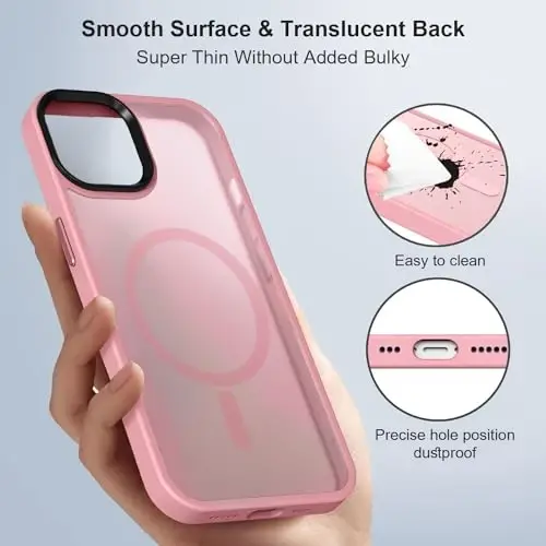 BossKiss Compatible with iPhone 13 Case, [Compatible with Magsafe] [Screen+Camera Protector] Magnetic Translucent Matte Women Men Girl Protective Cover for iPhone 13 6.1