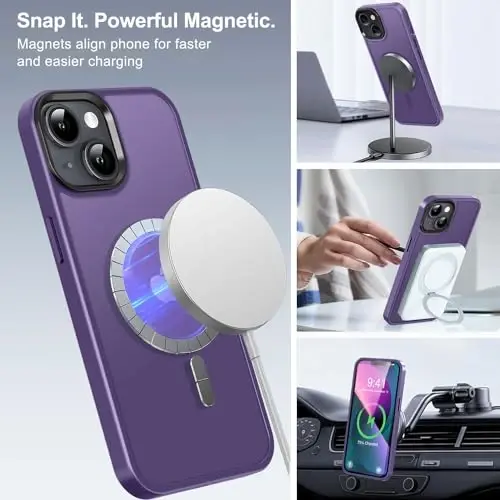 BossKiss Compatible with iPhone 13 Case, [Compatible with Magsafe] [Screen+Camera Protector] Magnetic Translucent Matte Women Men Girl Protective Cover for iPhone 13 6.1
