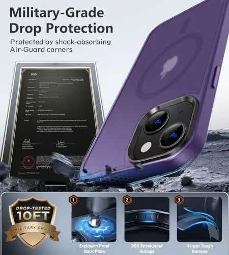 BossKiss Compatible with iPhone 13 Case, [Compatible with Magsafe] [Screen+Camera Protector] Magnetic Translucent Matte Women Men Girl Protective Cover for iPhone 13 6.1
