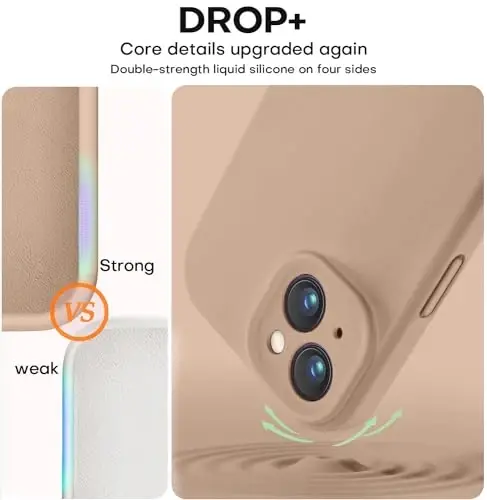 Vooii Compatible with iPhone 13 Case, Liquid Silicone Upgrade [Camera Protection] [Soft Anti-Scratch Microfiber Lining] Shockproof Phone Case for iPhone 13 6.1 inch - Light Brown - 4