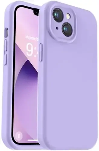 Vooii Compatible with iPhone 13 Case, Liquid Silicone Upgrade [Camera Protection] [Soft Anti-Scratch Microfiber Lining] Shockproof Phone Case for iPhone 13 6.1 inch - Light Purple 