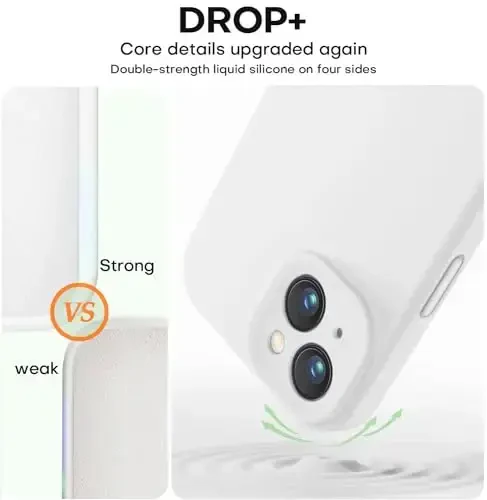 Vooii Compatible with iPhone 13 Case, Liquid Silicone Upgrade [Camera Protection] [Soft Anti-Scratch Microfiber Lining] Shockproof Phone Case for iPhone 13 6.1 inch - White - 4