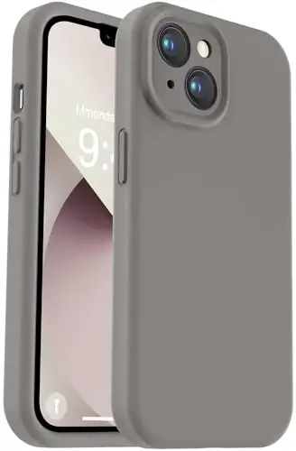 Vooii Compatible with iPhone 13 Case, Liquid Silicone Upgrade [Camera Protection] [Soft Anti-Scratch Microfiber Lining] Shockproof Phone Case for iPhone 13 6.1 inch - Natural Titanium 