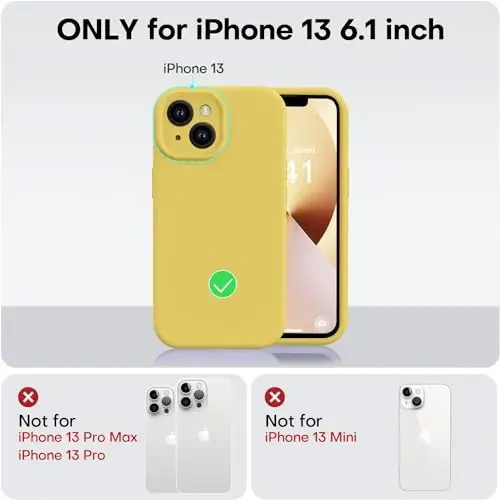 Vooii Compatible with iPhone 13 Case, Liquid Silicone Upgrade [Camera Protection] [Soft Anti-Scratch Microfiber Lining] Shockproof Phone Case for iPhone 13 6.1 inch - Canary Yellow - 5