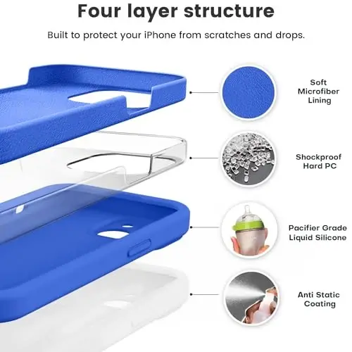 Vooii Compatible with iPhone 13 Case, Liquid Silicone Upgrade [Camera Protection] [Soft Anti-Scratch Microfiber Lining] Shockproof Phone Case for iPhone 13 6.1 inch - Klein Blue - 2