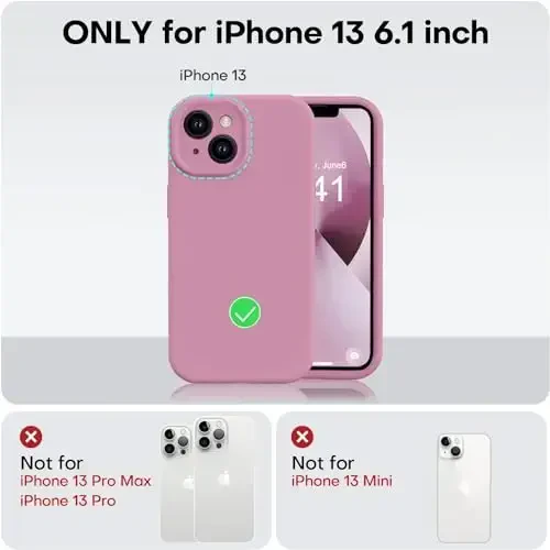 Vooii Compatible with iPhone 13 Case, Liquid Silicone Upgrade [Camera Protection] [Soft Anti-Scratch Microfiber Lining] Shockproof Phone Case for iPhone 13 6.1 inch - Lavender Purple - 5