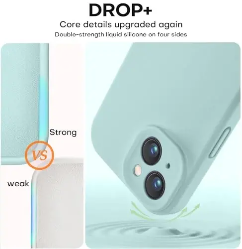Vooii Compatible with iPhone 13 Case, Liquid Silicone Upgrade [Camera Protection] [Soft Anti-Scratch Microfiber Lining] Shockproof Phone Case for iPhone 13 6.1 inch - Mint - 4