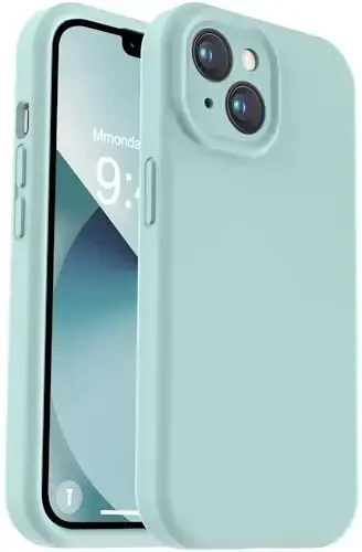 Vooii Compatible with iPhone 13 Case, Liquid Silicone Upgrade [Camera Protection] [Soft Anti-Scratch Microfiber Lining] Shockproof Phone Case for iPhone 13 6.1 inch - Mint - 1