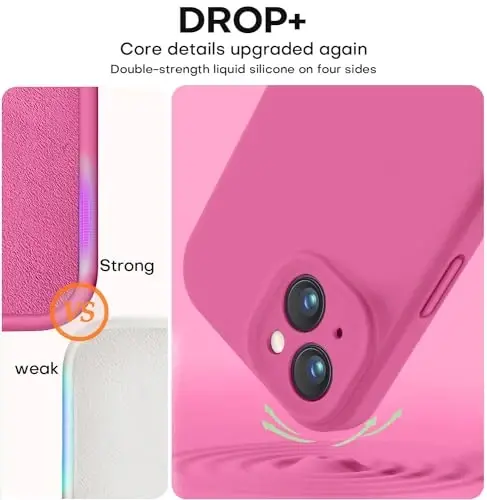 Vooii Compatible with iPhone 13 Case, Liquid Silicone Upgrade [Camera Protection] [Soft Anti-Scratch Microfiber Lining] Shockproof Phone Case for iPhone 13 6.1 inch - Pitaya - 4