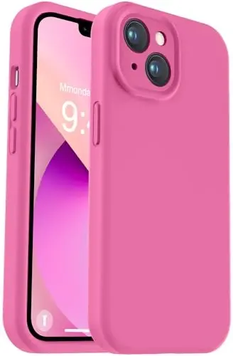 Vooii Compatible with iPhone 13 Case, Liquid Silicone Upgrade [Camera Protection] [Soft Anti-Scratch Microfiber Lining] Shockproof Phone Case for iPhone 13 6.1 inch - Pitaya - 1