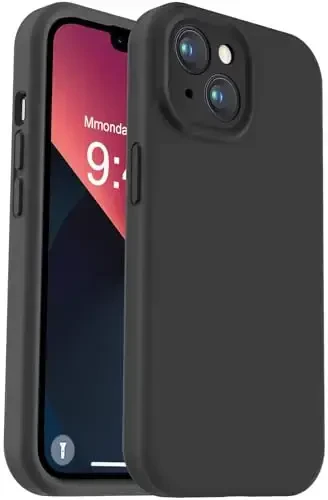 Vooii Compatible with iPhone 13 Case, Liquid Silicone Upgrade [Camera Protection] [Soft Anti-Scratch Microfiber Lining] Shockproof Phone Case for iPhone 13 6.1 inch - Black - 1