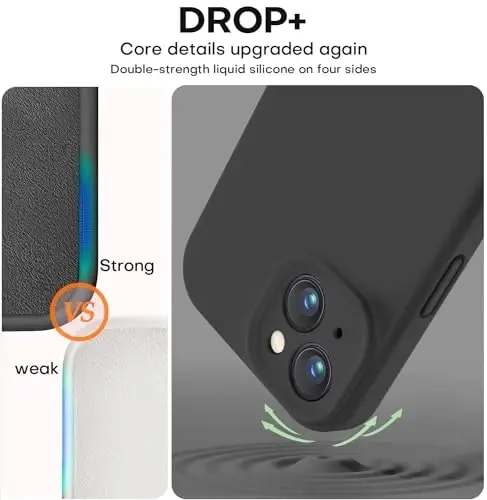 Vooii Compatible with iPhone 13 Case, Liquid Silicone Upgrade [Camera Protection] [Soft Anti-Scratch Microfiber Lining] Shockproof Phone Case for iPhone 13 6.1 inch - Black - 4