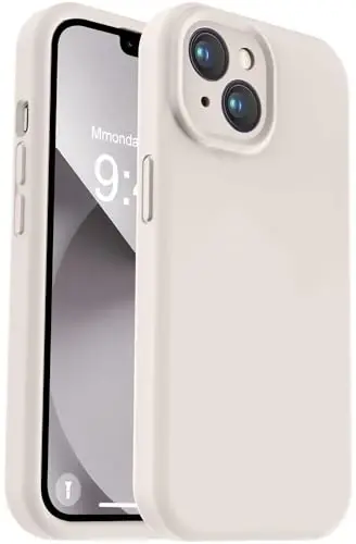 Vooii Compatible with iPhone 13 Case, Liquid Silicone Upgrade [Camera Protection] [Soft Anti-Scratch Microfiber Lining] Shockproof Phone Case for iPhone 13 6.1 inch - Stone - 1