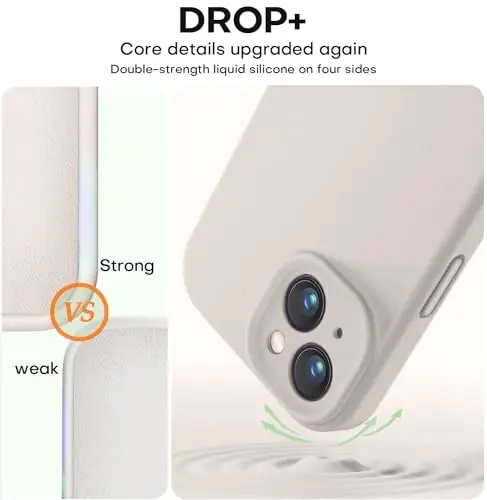 Vooii Compatible with iPhone 13 Case, Liquid Silicone Upgrade [Camera Protection] [Soft Anti-Scratch Microfiber Lining] Shockproof Phone Case for iPhone 13 6.1 inch - Stone - 4