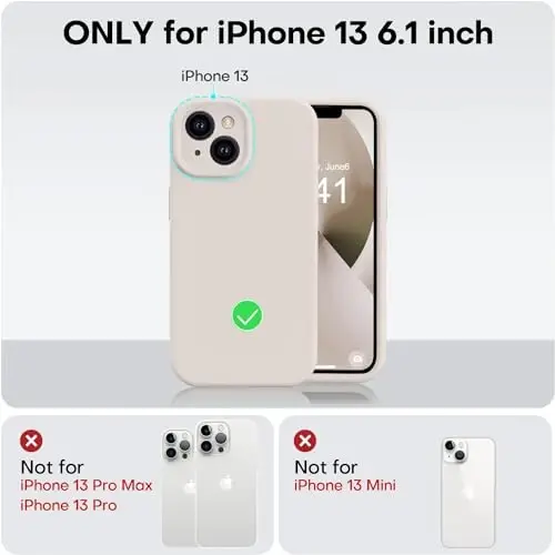 Vooii Compatible with iPhone 13 Case, Liquid Silicone Upgrade [Camera Protection] [Soft Anti-Scratch Microfiber Lining] Shockproof Phone Case for iPhone 13 6.1 inch - Stone - 5