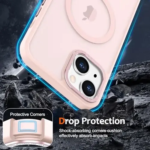 Anuck Case for iPhone 13 Mini Case Magnetic Phone Case Compatible with MagSafe, Soft TPU Bumper Hard Translucent Matte Back Slim Fit Shockproof Protective Cover for Men Women Girls - Pink - 4