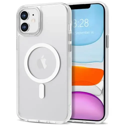 Anuck Case for iPhone 13 Mini Case Magnetic Phone Case Compatible with MagSafe, Soft TPU Bumper Hard Translucent Matte Back Slim Fit Shockproof Protective Cover for Men Women Girls - White 