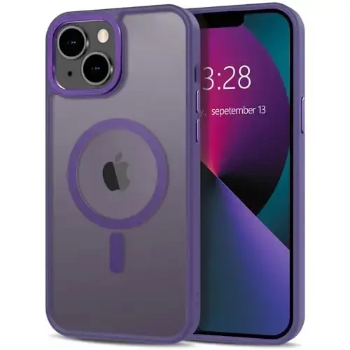 Anuck Case for iPhone 13 Mini Case Magnetic Phone Case Compatible with MagSafe, Soft TPU Bumper Hard Translucent Matte Back Slim Fit Shockproof Protective Cover for Men Women Girls - Dark Purple 