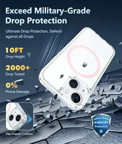 FNTCASE for iPhone 13 Mini Case: iPhone 12 Mini Case Clear Magnetic Phone Cases Compatible with Magsafe Slim Anti Yellowing Military Grade Drop Rugged Protective Transparent Cell Cover (D-Pink) - 4