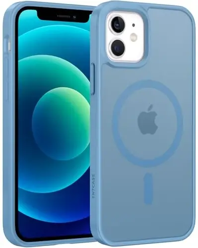 FNTCASE for iPhone 13 Mini Case: for iPhone 12 Mini Case [Compatible with Magsafe] Translucent Matte Magnetic Phone Cover - Military Grade Drop Protection Shockproof Protective Cases - Light Blue - 1