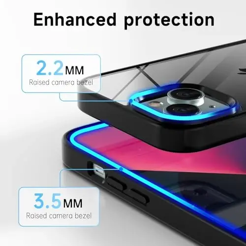 iPhone 13 Mini için LoeoeL Kılıf, Şeffaf Hibrit 13 Mini Telefon Kılıfı [Sert Plastik & Yumuşak Silikon Tampon] Akrilik Sararma Yapmayan İnce Koruyucu Kapak, Kadınlar için, Siyah - 5