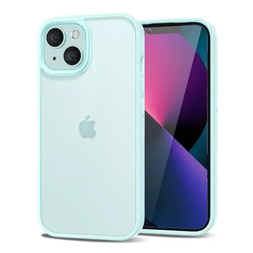 LoeoeL for iPhone 13 Mini Case Clear, Transparent Hybrid 13 Mini Phone Case [Hard Plastic & Soft Silicone Bumper] Acrylic Non Yellowing Thin Slim Protective Cover for Women, Teal - 1