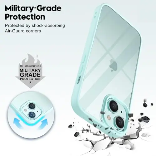 LoeoeL for iPhone 13 Mini Case Clear, Transparent Hybrid 13 Mini Phone Case [Hard Plastic & Soft Silicone Bumper] Acrylic Non Yellowing Thin Slim Protective Cover for Women, Teal - 6