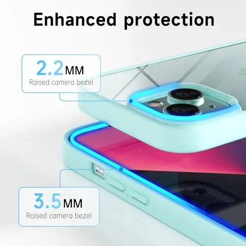 LoeoeL for iPhone 13 Mini Case Clear, Transparent Hybrid 13 Mini Phone Case [Hard Plastic & Soft Silicone Bumper] Acrylic Non Yellowing Thin Slim Protective Cover for Women, Teal - 5