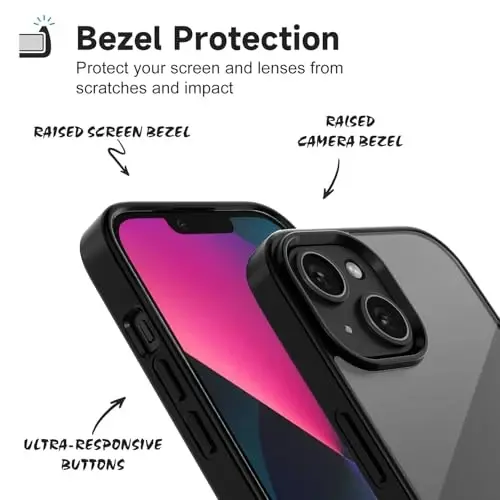 iPhone 13 Mini için LoeoeL Kılıfı Şeffaf, Transparan Hibrit 13 Mini Telefon Kılıfı [Sert Plastik & Yumuşak Silikon Tampon] Akrilik Sararmayan İnce Koruyucu Kapak, Siyah - 4