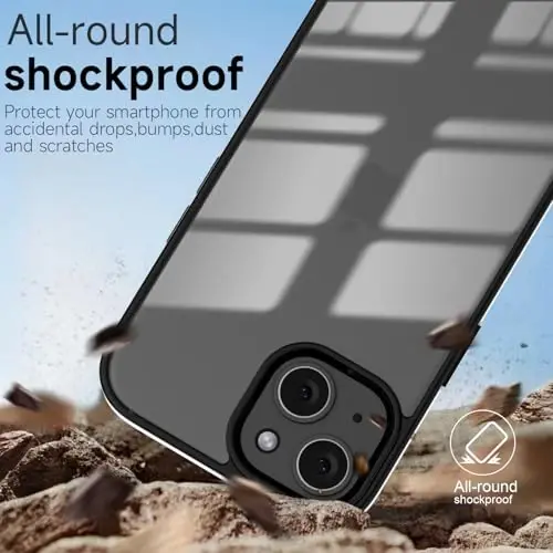iPhone 13 Mini için LoeoeL Kılıfı Şeffaf, Transparan Hibrit 13 Mini Telefon Kılıfı [Sert Plastik & Yumuşak Silikon Tampon] Akrilik Sararmayan İnce Koruyucu Kapak, Siyah - 6