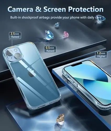 FNTCASE for iPhone 13 Mini Case: iPhone 12 Mini Case Clear Phone Cases Compatible with Magsafe Slim Anti Yellowing Military Grade Drop Rugged Protective Transparent Cell Phone Cover (B-Clear) - 4