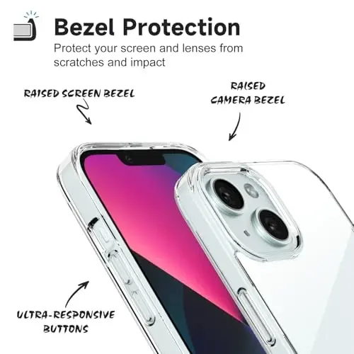 iPhone 13 Mini Kılıfı için LoeoeL Şeffaf, Transparan Hibrit 13 Mini Telefon Kılıfı [Sert Plastik & Yumuşak Silikon Tampon] Akrilik Sararmayan İnce Koruyucu Kadınlar için Kılıf, Kristal Şeffaf - 4