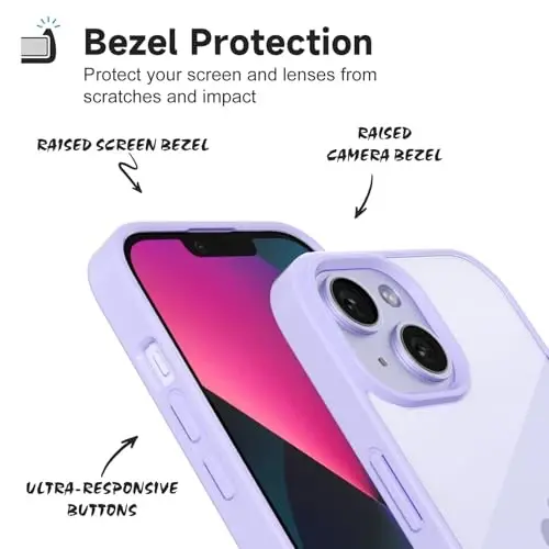 iPhone 13 Mini Kılıfı Şeffaf için LoeoeL, Şeffaf Hibrit 13 Mini Telefon Kılıfı [Sert Plastik ve Yumuşak Silikon Tampon] Akrilik Sararmayan İnce Koruyucu Kadınlar için Kılıf, Mor Lavanta - 4