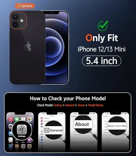 iPhone 13 Mini uchun FNTCASE gʻilofi: iPhone 12 Mini uchun mat magnitli telefon gʻilofi, Magsafe bilan mos, yupqa, sargʻaymaydigan, harbiy darajadagi himoyali, tushishga chidamli, shaffof (C-Qora) - FNTCASE (1)