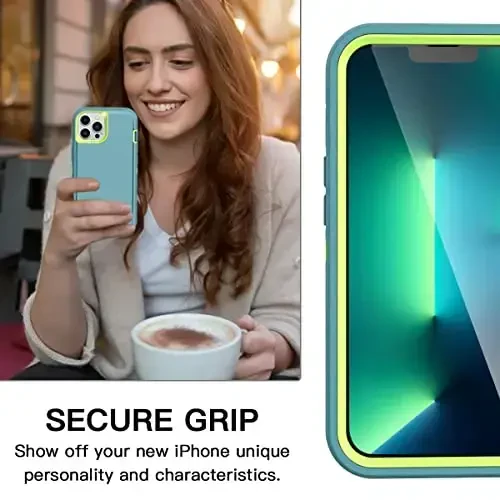 AICase for iPhone 13 Pro Case with Glass Screen Protector,Heavy Duty Protective Phone Case,Military Grade Full Body Protection Shockproof/Dustproof/Drop Proof Rugged Tough Cover_3 - 5