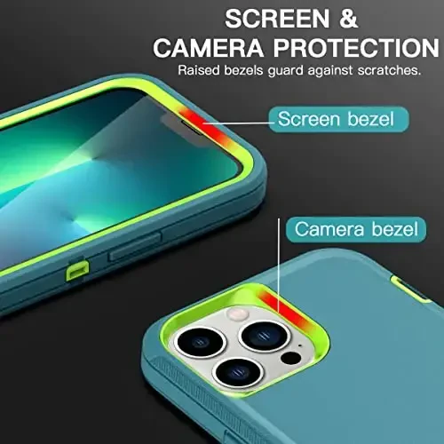 AICase for iPhone 13 Pro Case with Glass Screen Protector,Heavy Duty Protective Phone Case,Military Grade Full Body Protection Shockproof/Dustproof/Drop Proof Rugged Tough Cover_3 - 6